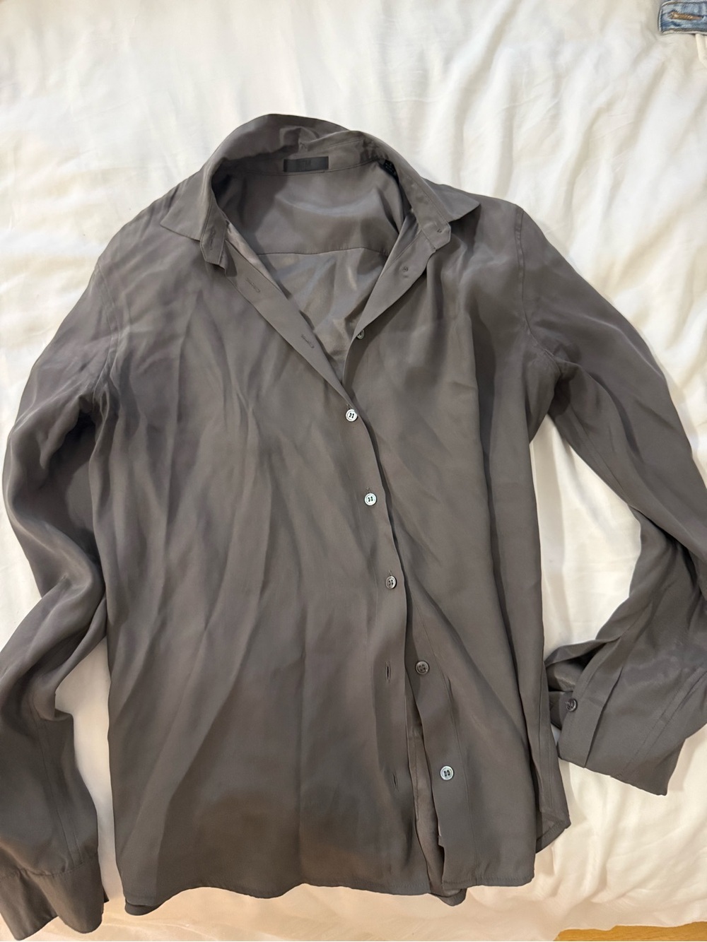 Classic Long-Sleeve Button-Up Shirt — Gray